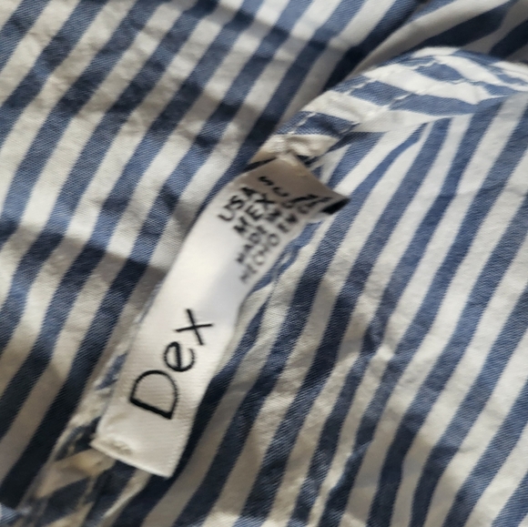 Dex Small blue and white stripe top with contrast stitch - Picture 6 of 6